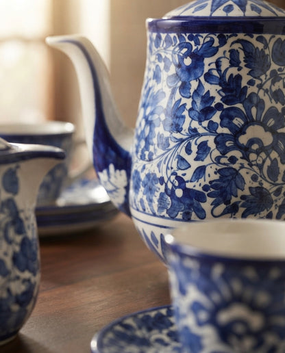 Serina Blue Tea Set( 6 cups)