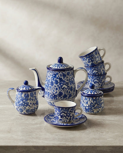 Serina Blue Tea Set( 6 cups)