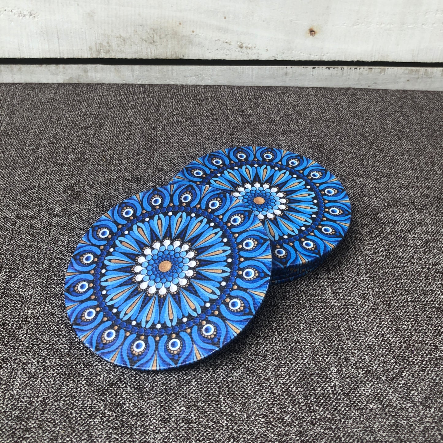 Blue Floral Round Tea Coaster Set of 6
