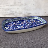 Green Flower Long Serving Dish