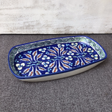 Green Flower Long Serving Dish