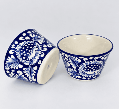 Blue Flower Mini Planter - Set of 2