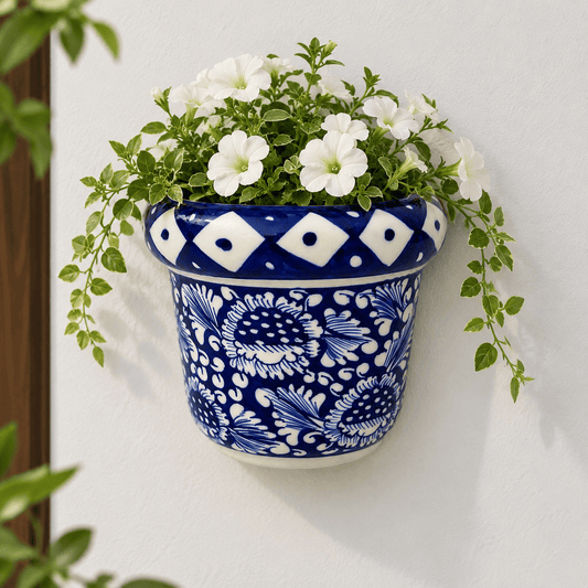 Blue Flower Medium Hanging Planter