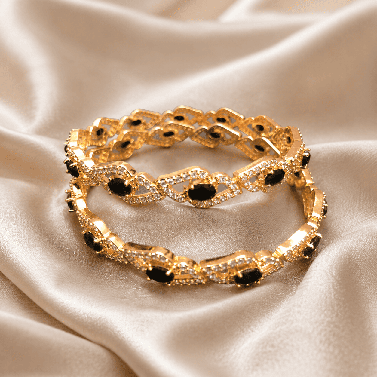 Golden Black Stone Bangle