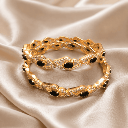 Golden Black Stone Bangle
