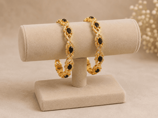 Golden Black Stone Bangle
