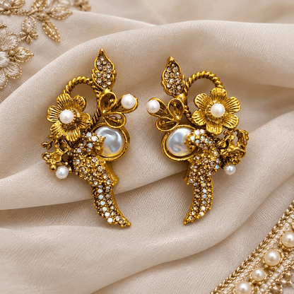 Golden Turkish Floral Earrings
