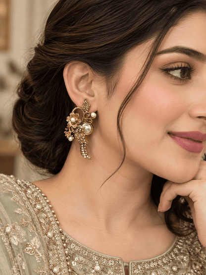 Golden Turkish Floral Earrings