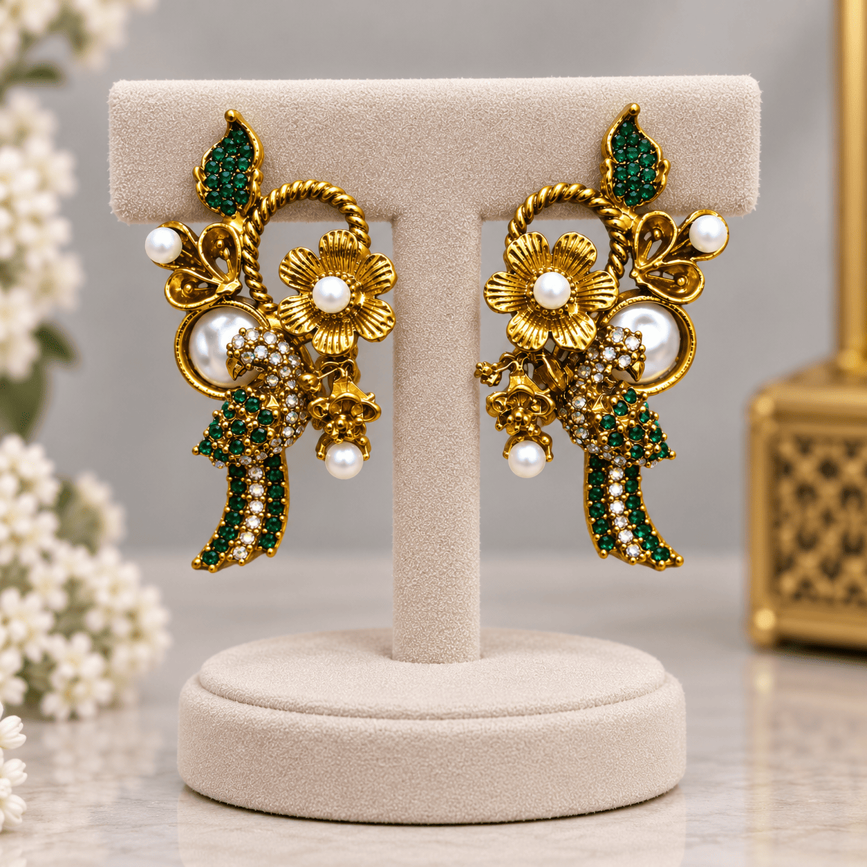 Green Turkish Design Earrings