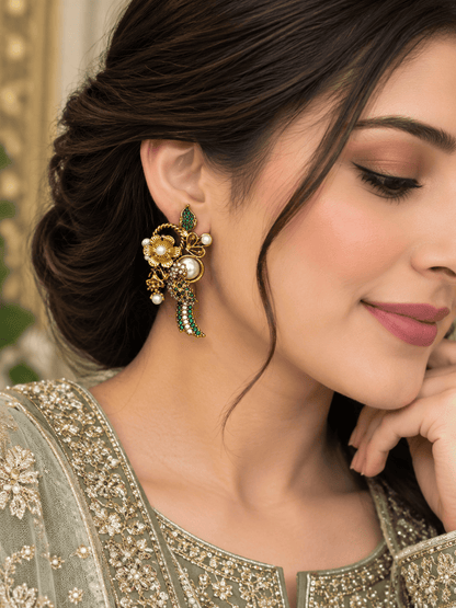 Green Turkish Design Earrings