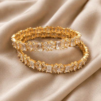 Golden Silver Crystal Bangle