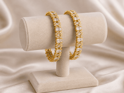 Golden Silver Crystal Bangle
