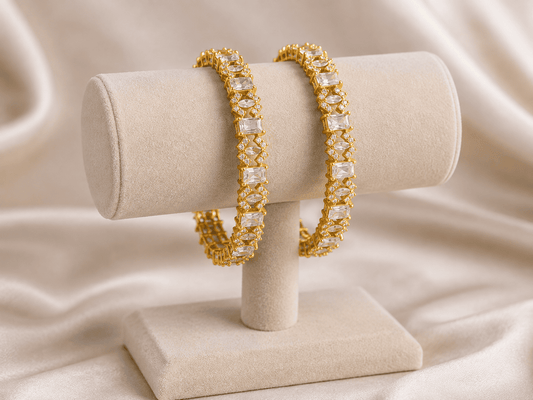 Golden Silver Crystal Bangle