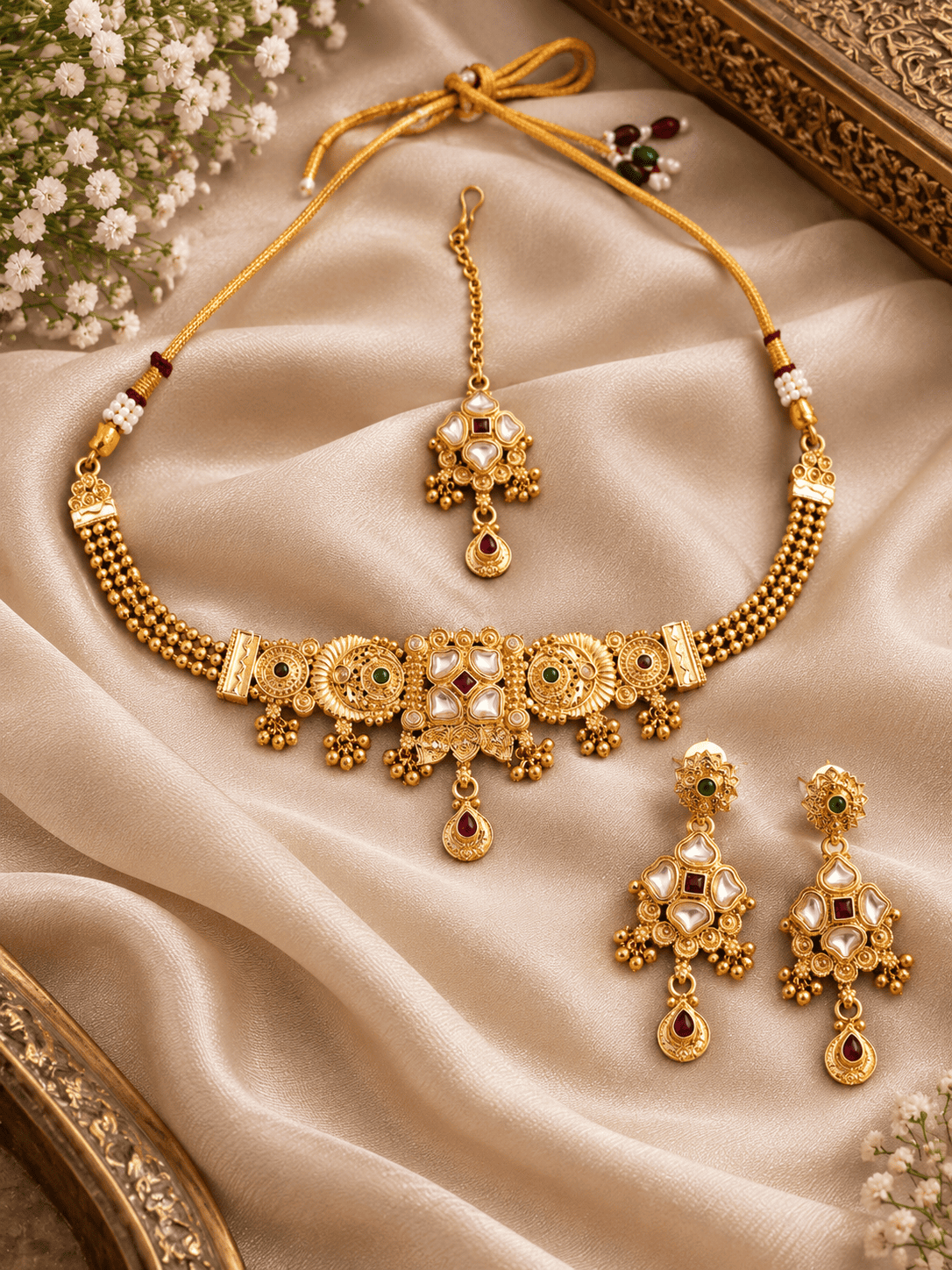 Golden Raj Wari Indian Jewelry Set