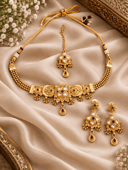 Golden Raj Wari Indian Jewelry Set