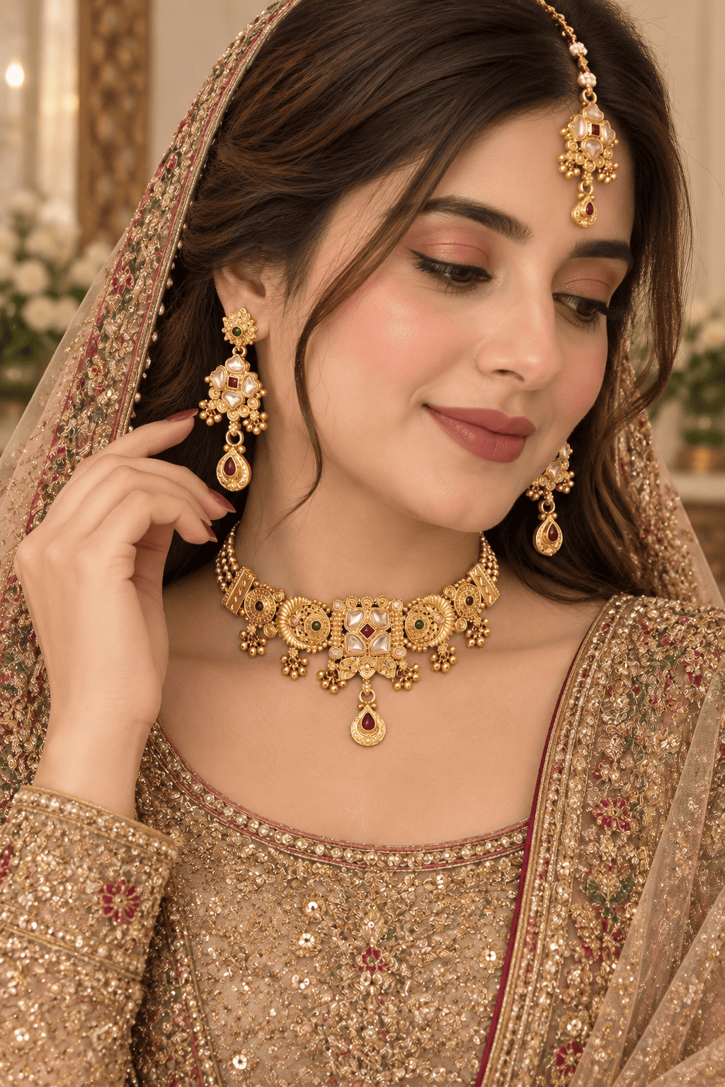 Golden Raj Wari Indian Jewelry Set