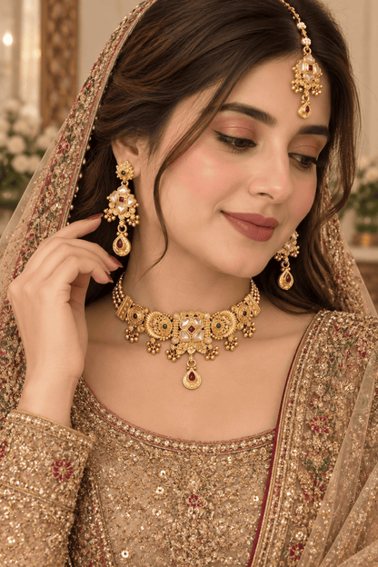 Golden Raj Wari Indian Jewelry Set