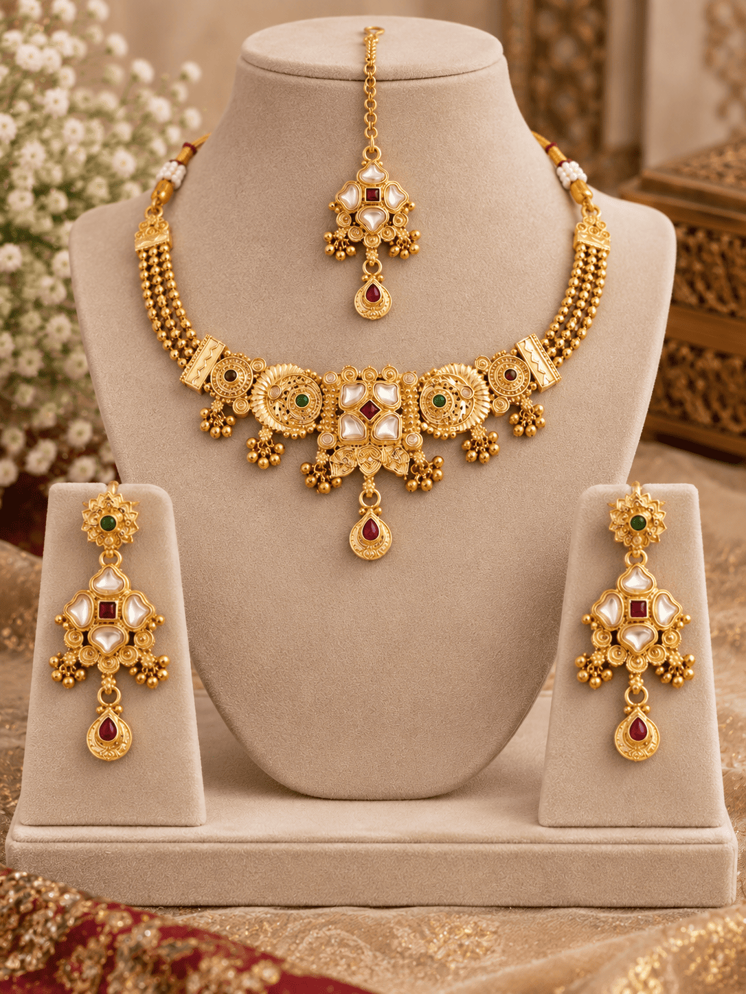 Golden Raj Wari Indian Jewelry Set