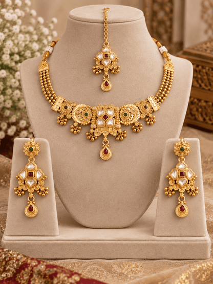 Golden Raj Wari Indian Jewelry Set
