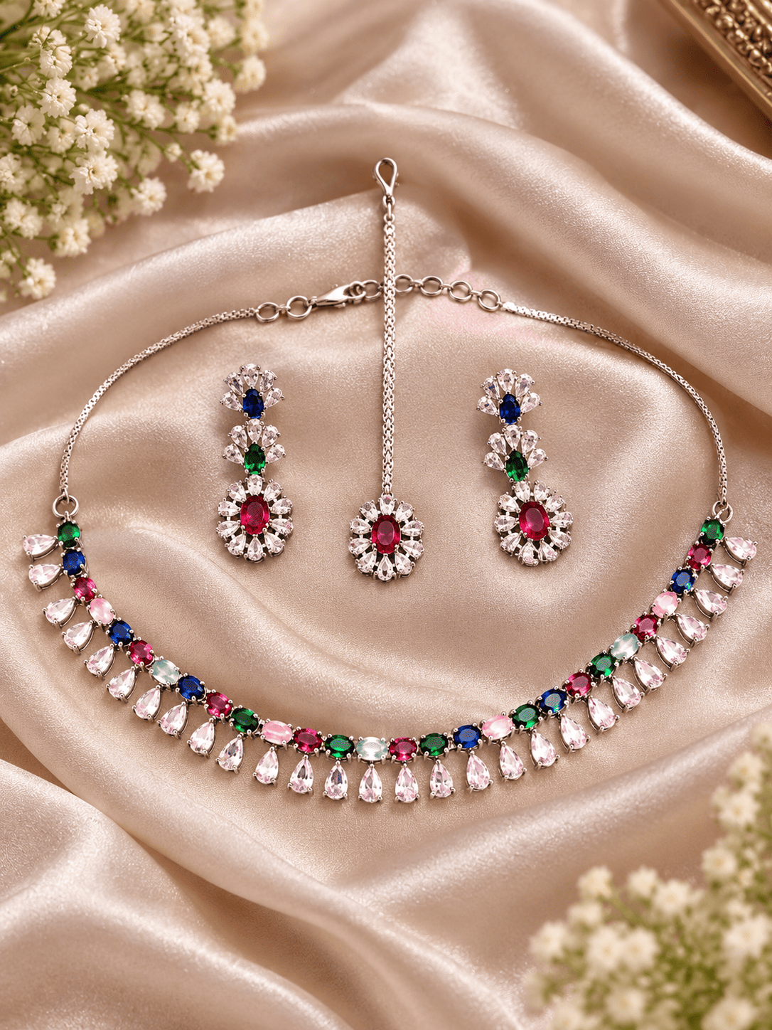 Silver Multi-Color Jewelry Set