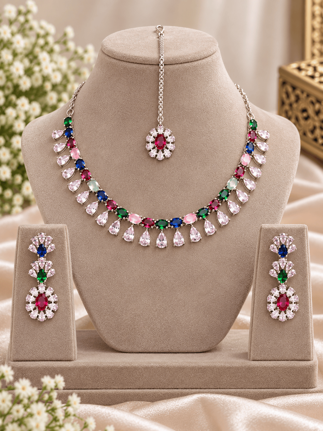 Silver Multi-Color Jewelry Set