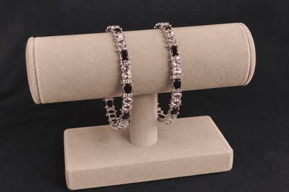 Silver Black Stone Bangle