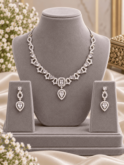 Silver Crystal Jewelry Set