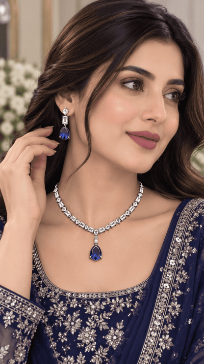 Royal Blue Silver Jewelry Set