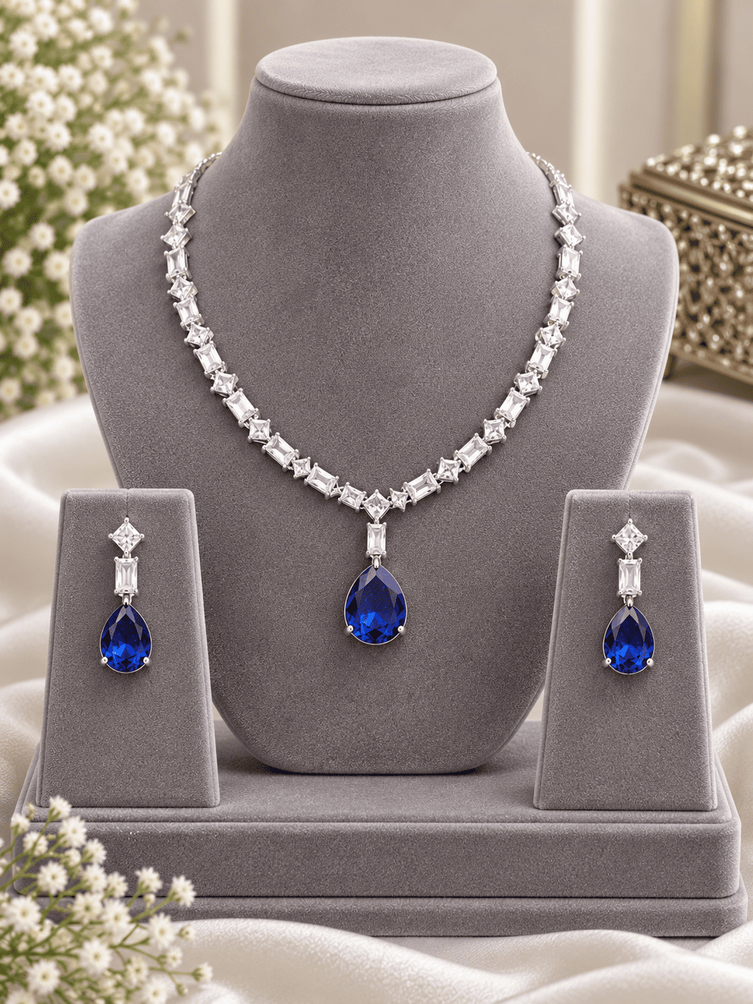 Royal Blue Silver Jewelry Set