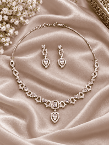 Silver Crystal Jewelry Set