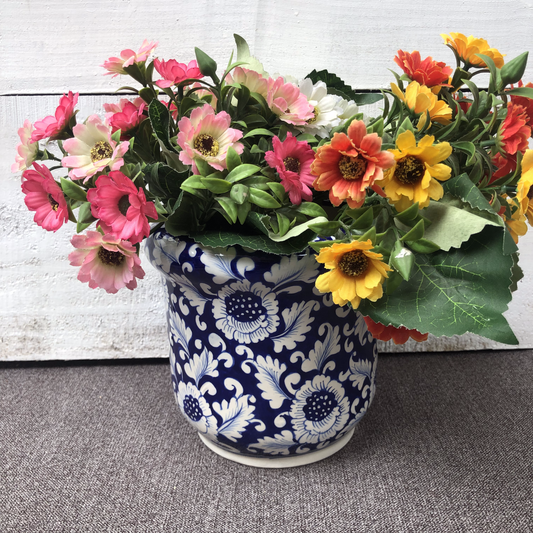 Blue Flower Medium Planter