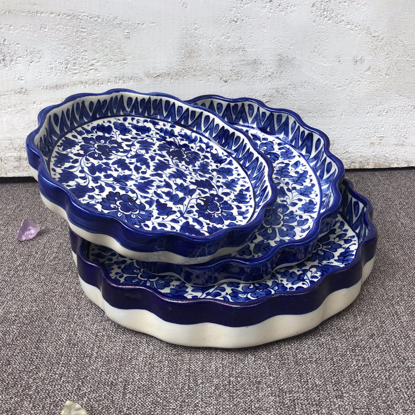 Serina Blue Round Serving Dish - Set of 3