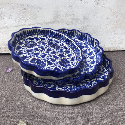 Serina Blue Round Serving Dish - Set of 3