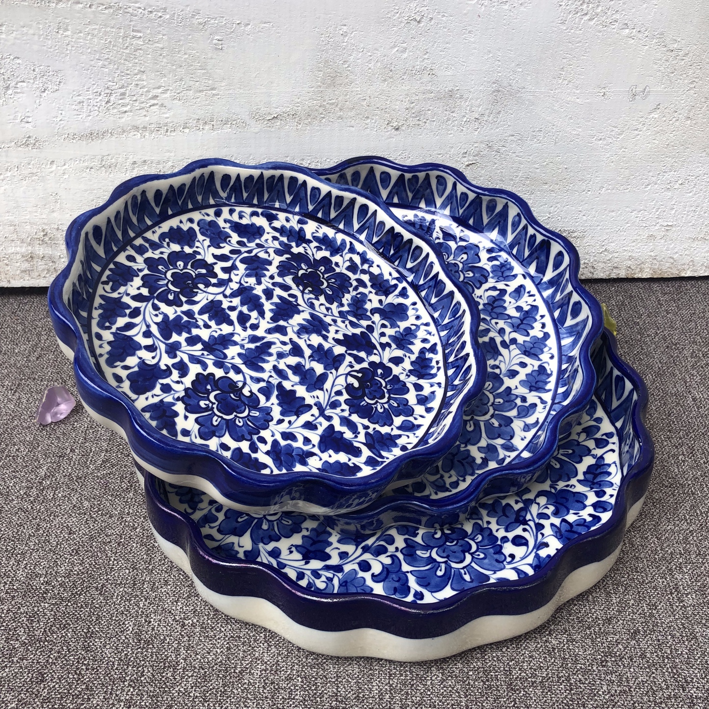 Serina Blue Round Serving Dish - Set of 3