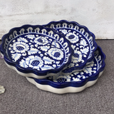 Blue Flower Round Dish - Set of 3