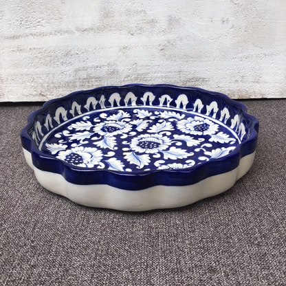 Blue Flower Round Dish