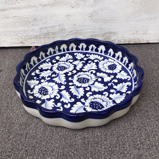 Blue Flower Round Dish