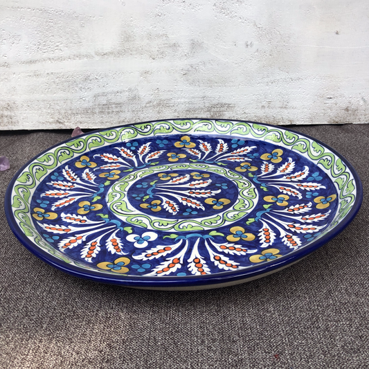 Green Flower Big Round Platter