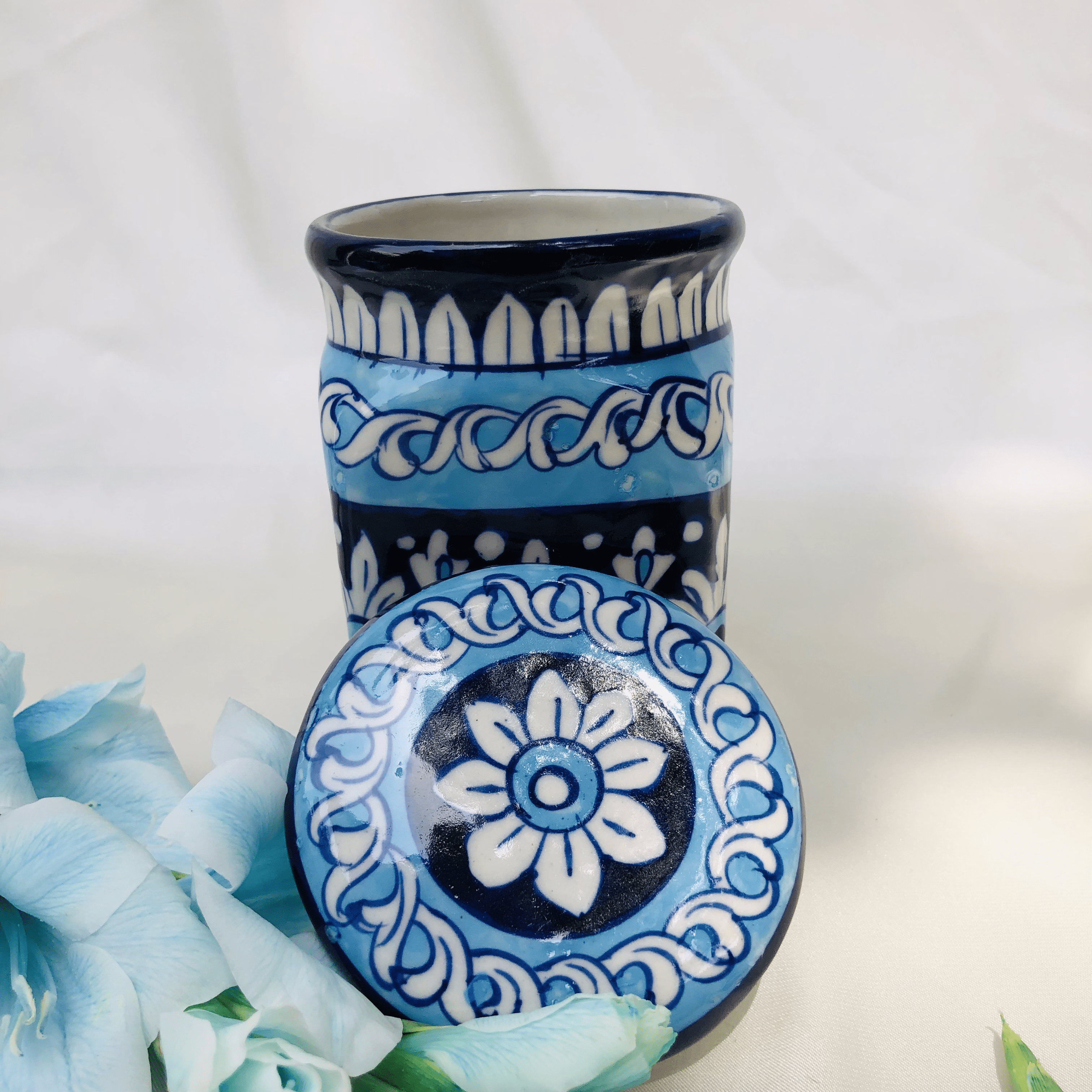 Ceramic Blue Heart Jar