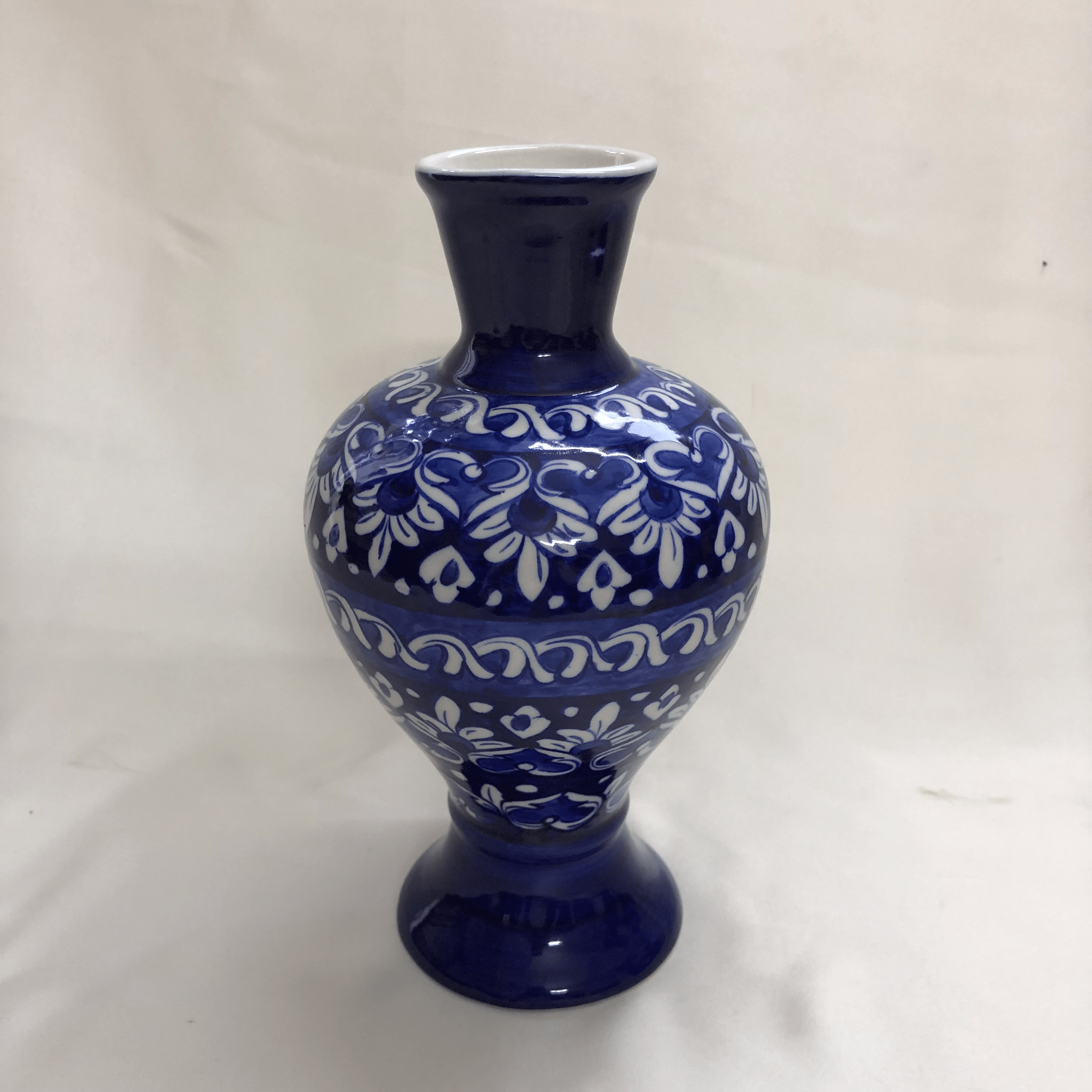 Ceramic Blue Heart Large Surahi Vase