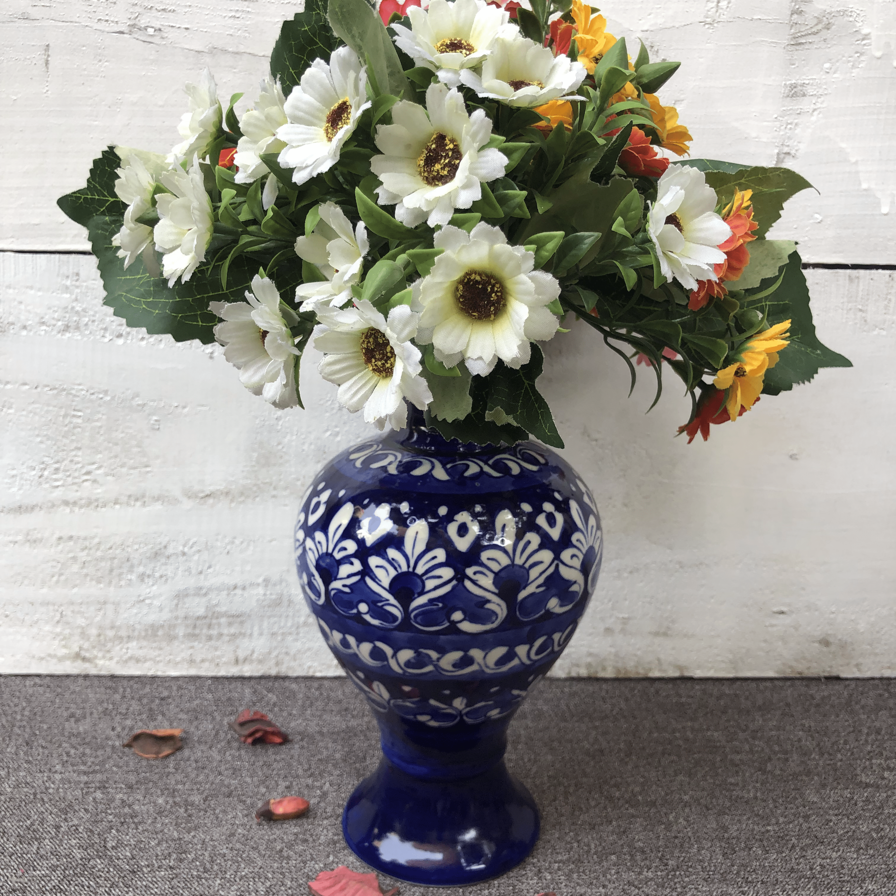 Ceramic Blue Heart Large Surahi Vase