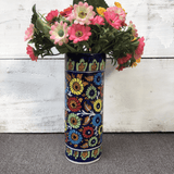 Ceramic Jungle Flower Big Cylinder Vase