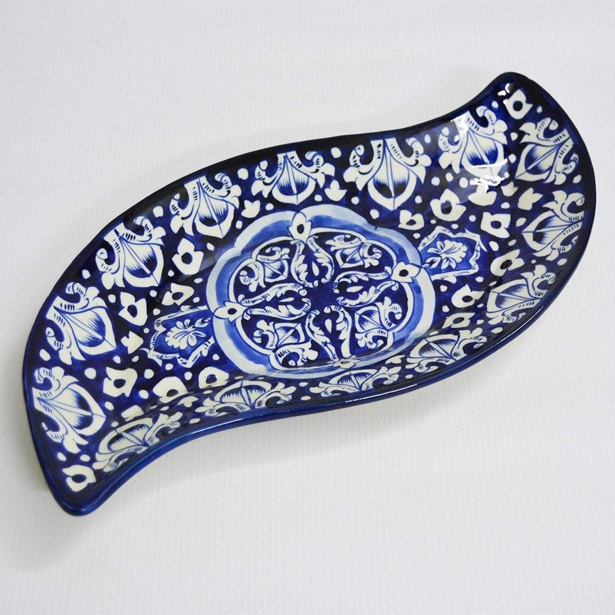 Ceramics Blue Celico Leaf Dish