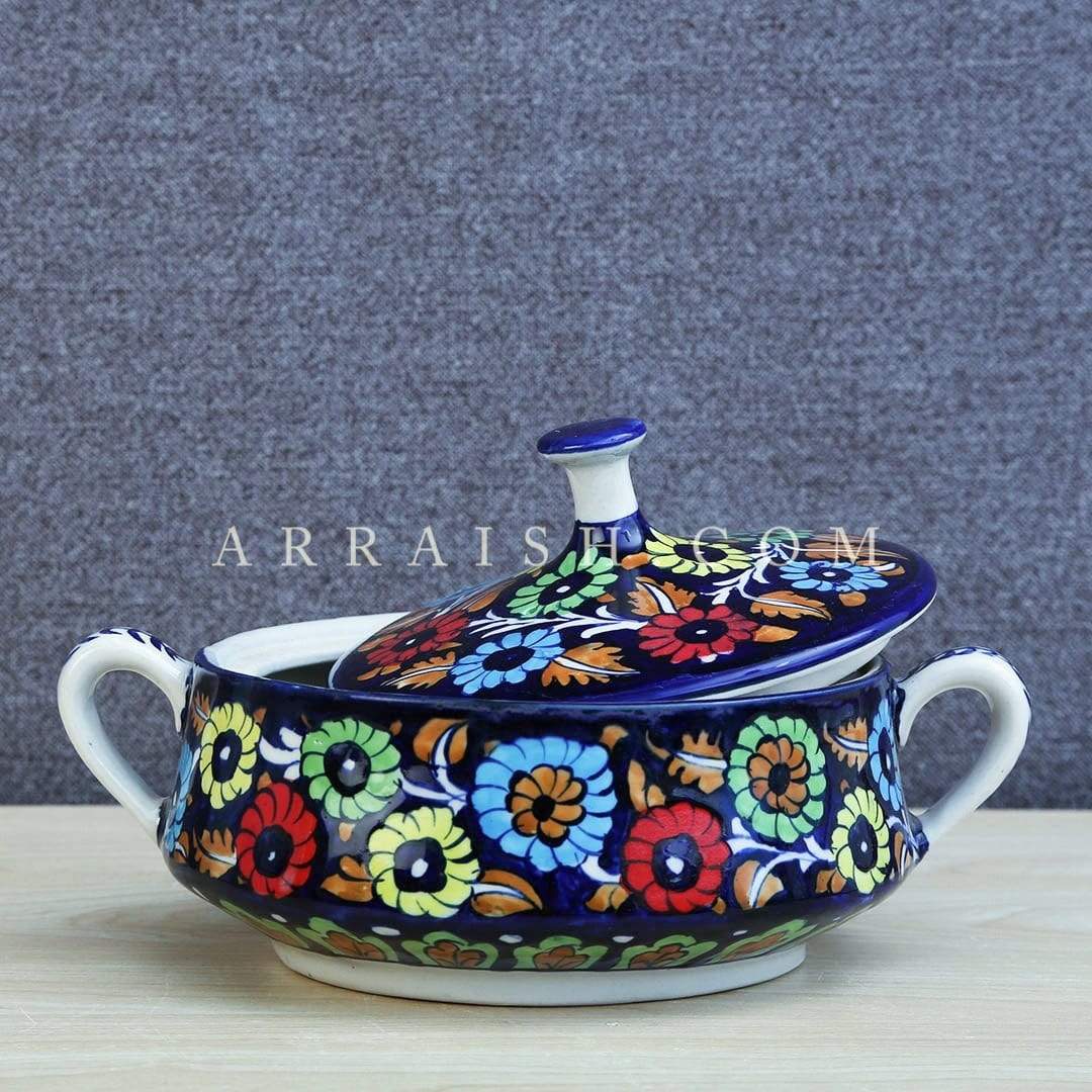 Ceramics Jungle flower Large Cover Pot